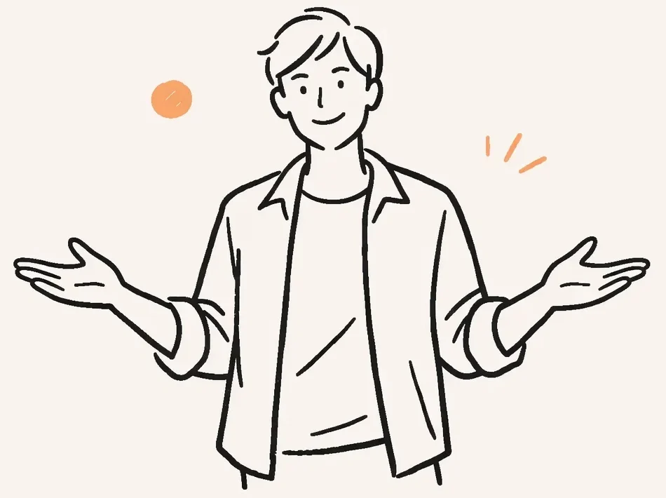 Illustration of a person with open arms representing clarity and communication.