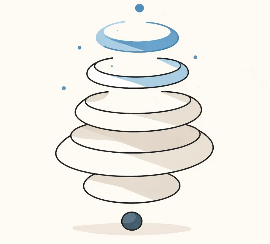 Abstract layered illustration representing process, balance, and scalable growth.