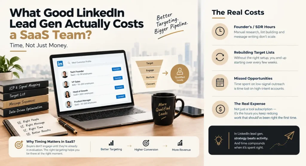 Infographic: real costs of LinkedIn lead generation for a SaaS team