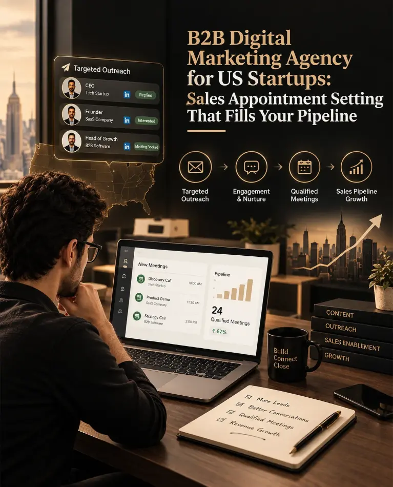 B2B digital marketing agency for US startups: sales appointment setting service