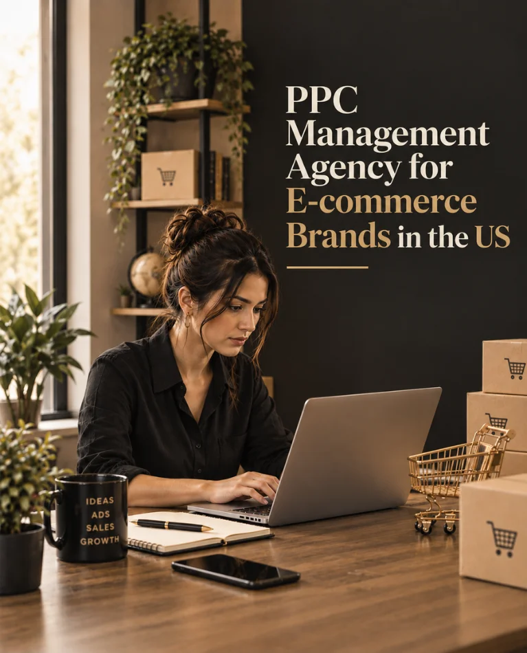 PPC management agency for e-commerce brands in the US - woman working on laptop