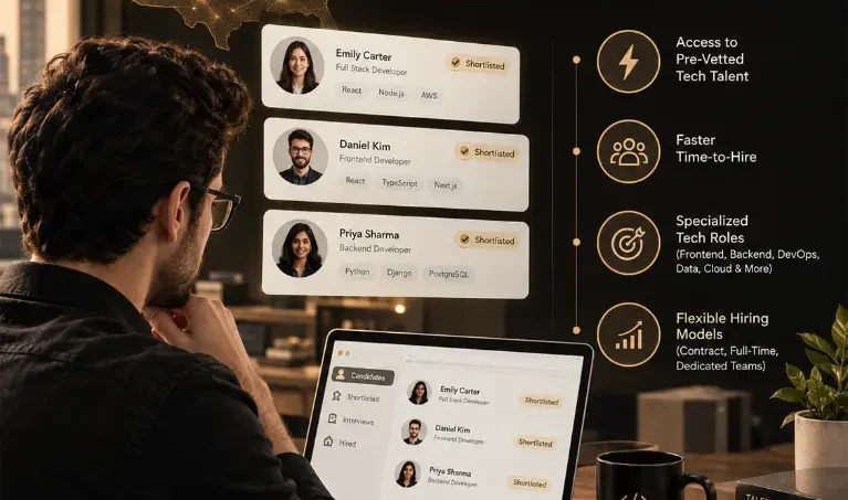 Tech staffing agency connecting US companies with pre-vetted tech talent